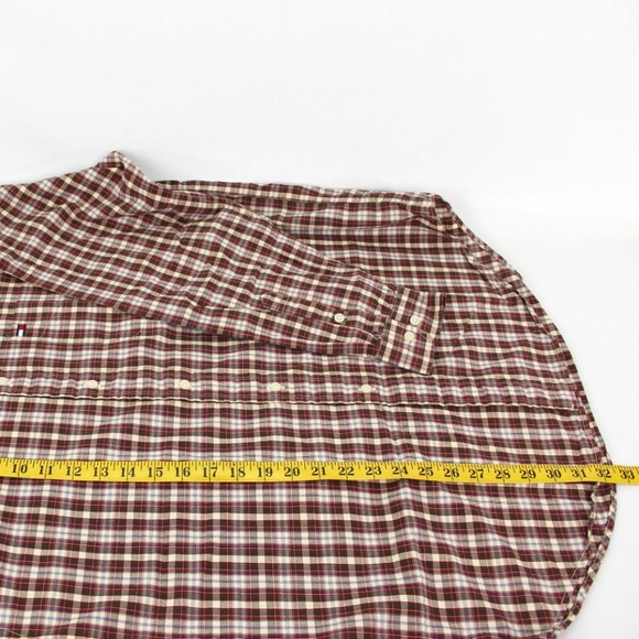 VTG Tommy Hilfiger Medium M Shirt Plaid Old Flag - Picture 7 of 7